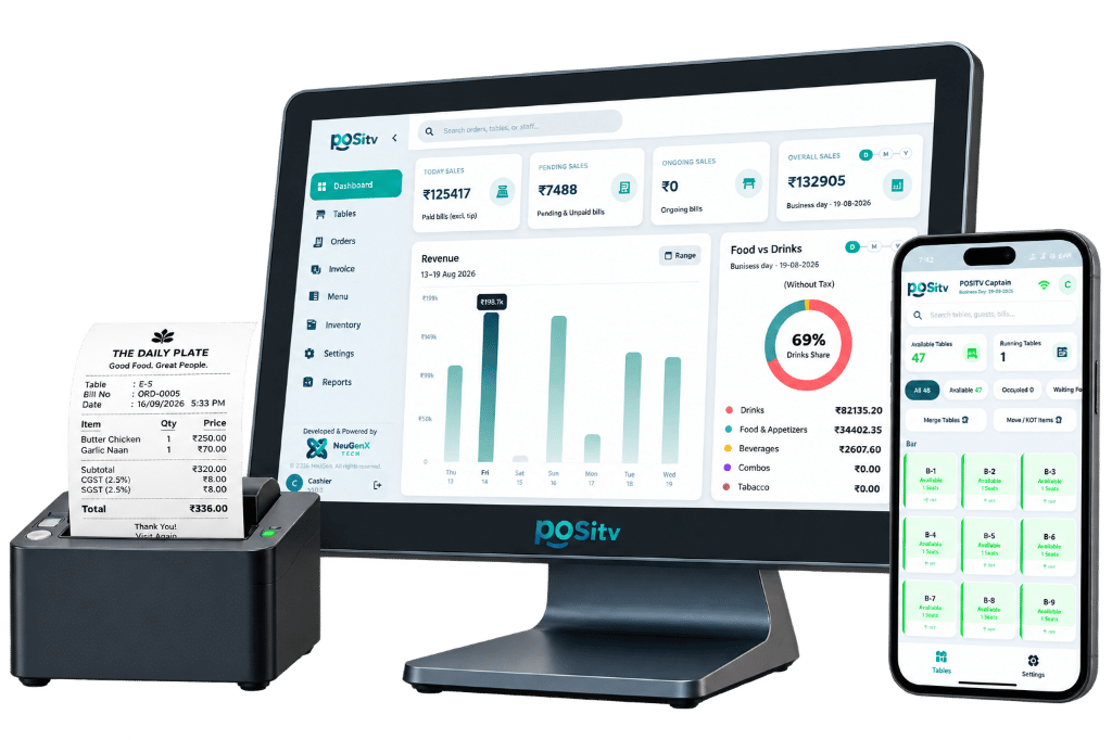 POSitv point-of-sale dashboard and mobile table management